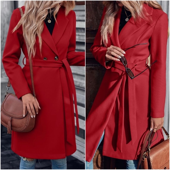 Classic Button Belted Minimalist Coat Jacket - Picture 2 of 8